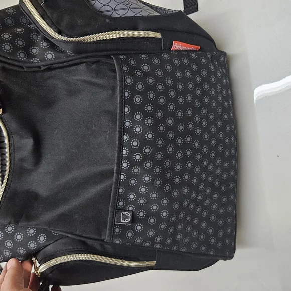 Fisher-Price Black Baby Bag with Elegant Gray Lining - Picture 2 of 4